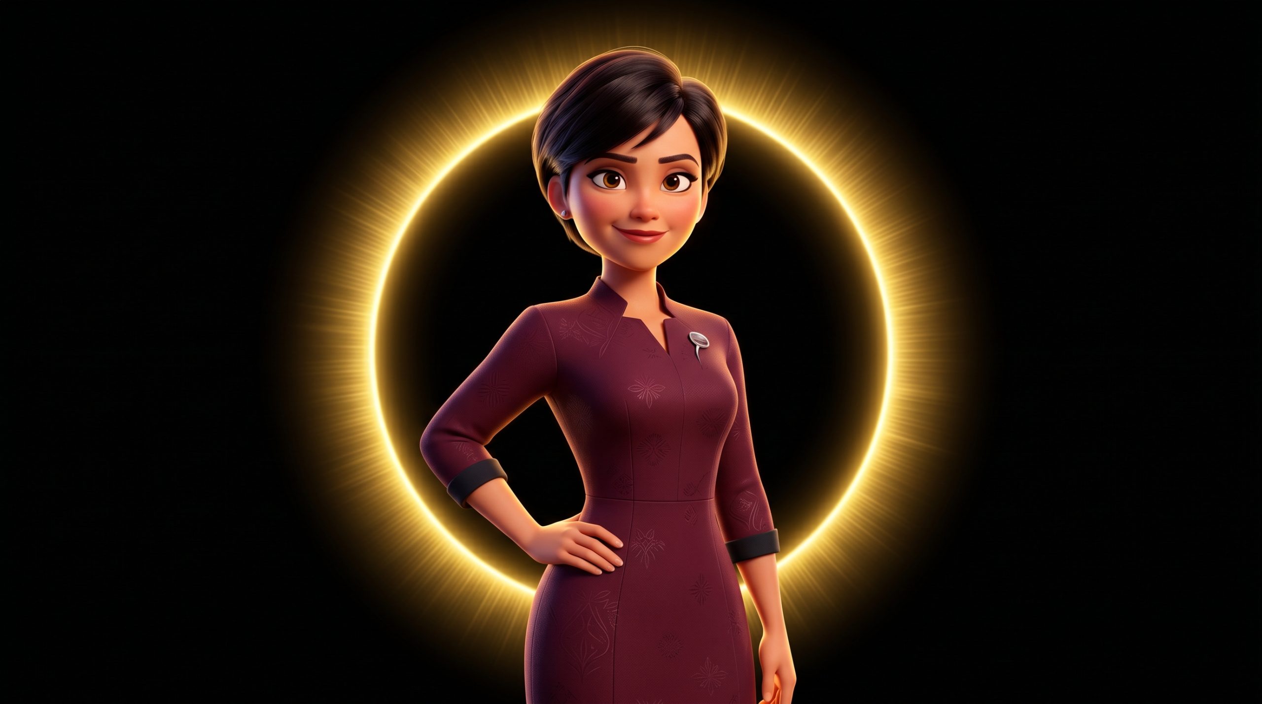 Agent IA RH — robe bordeaux / halo jaune or