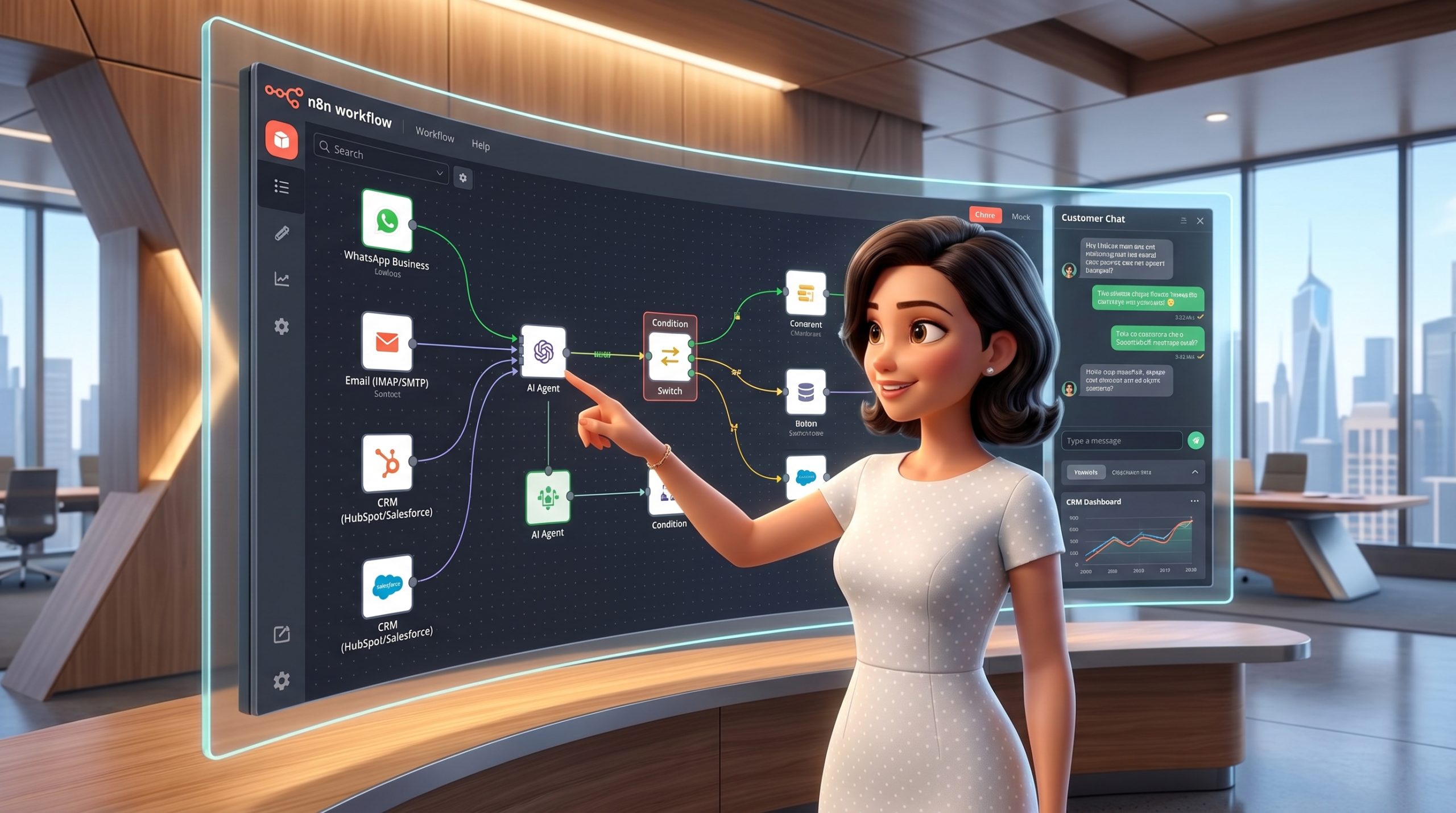 agent IA Support Client dans le même univers cartoon moderne 