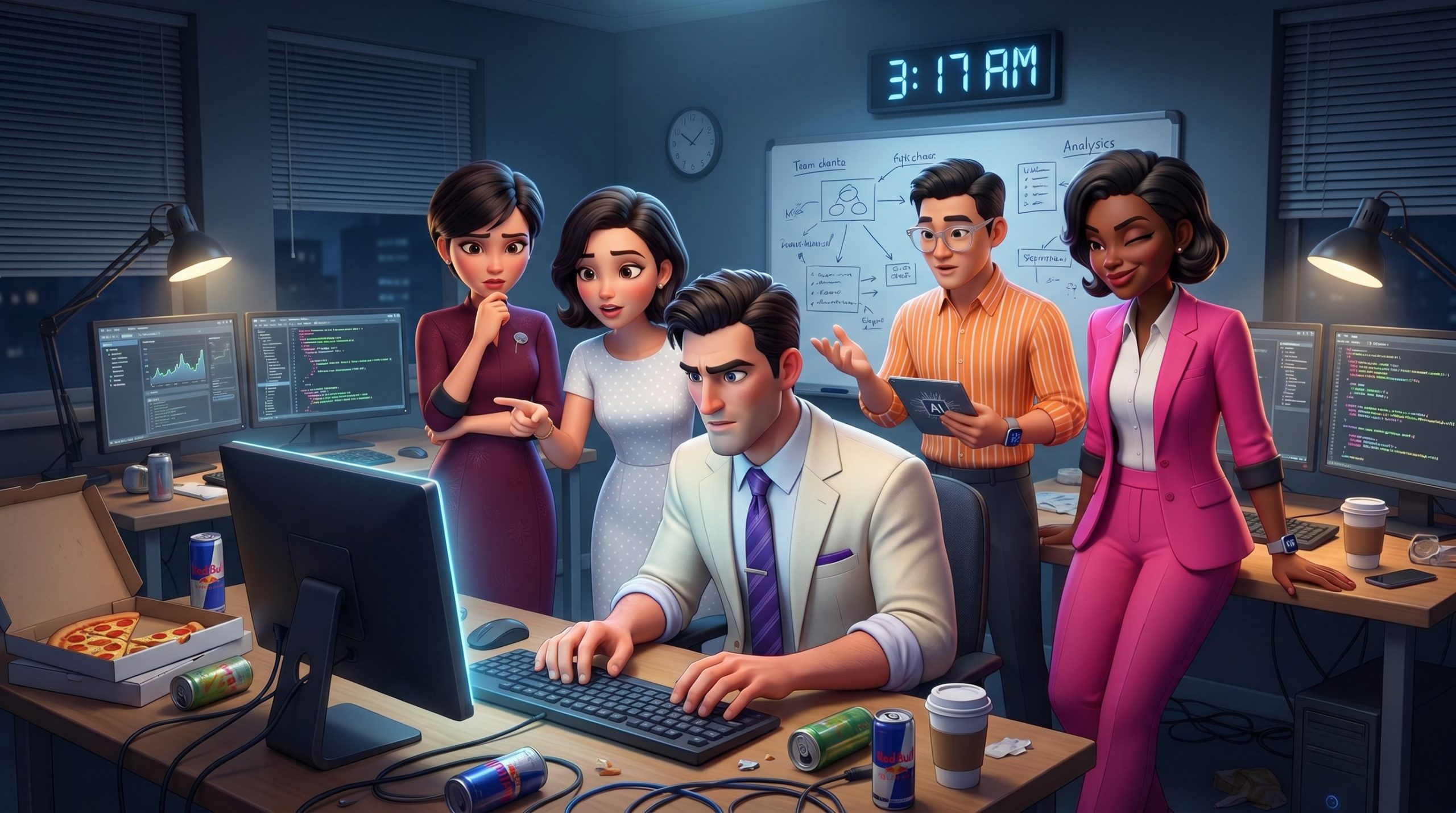 agent IA Support Client dans le même univers cartoon moderne 